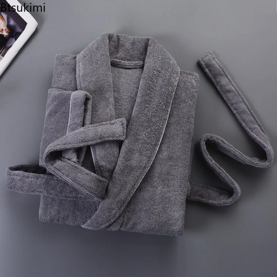 Autumn/Winter Warm Homewear Casual New Robe Men Women Toweling Terry Robe 100% Cotton Bathrobe Soft Ventilation Sleeprobe Casual