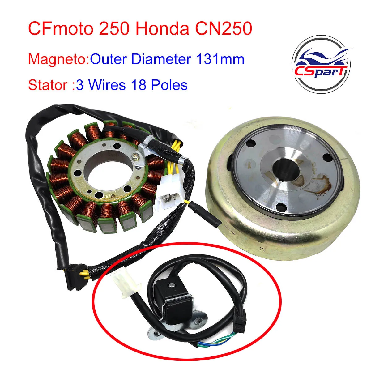 Magneto Stator Trigger 250CC CN250 CF250 172MM Kazuma Kinroad Dune Jonway Scooter ATV Quad Go Kart Buggy Parts