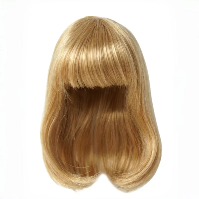 

JD319BS 5-6inch 13-15CM OB11 Mid Long C Curls Tails With Full Bangs Synthetic mohair 1/8 Lati Yellow BJD Doll wig