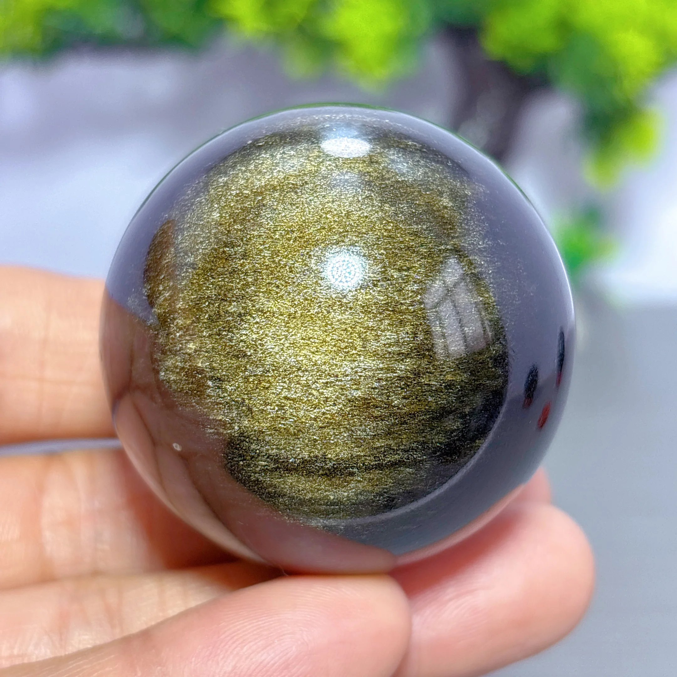 

Gold Obsidian Sphere Natural Crystal Home Decoration Room decor Luck Quartz Stone Garden Healing Energy Love Gifts lucky +Stand