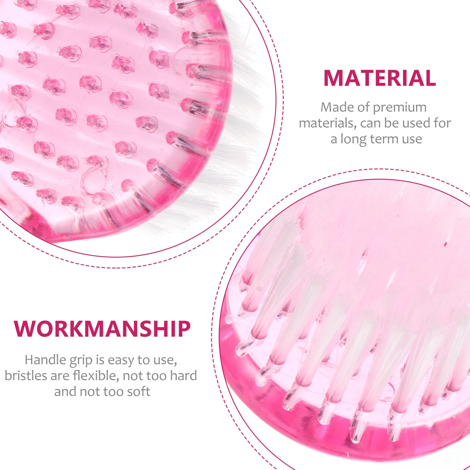 

10pcs Nail Cleaning Face Brush Bristle Dusting Handle Grip Scrub Brush for Nails Bathroom Kitchen Travel Lightweight Compact