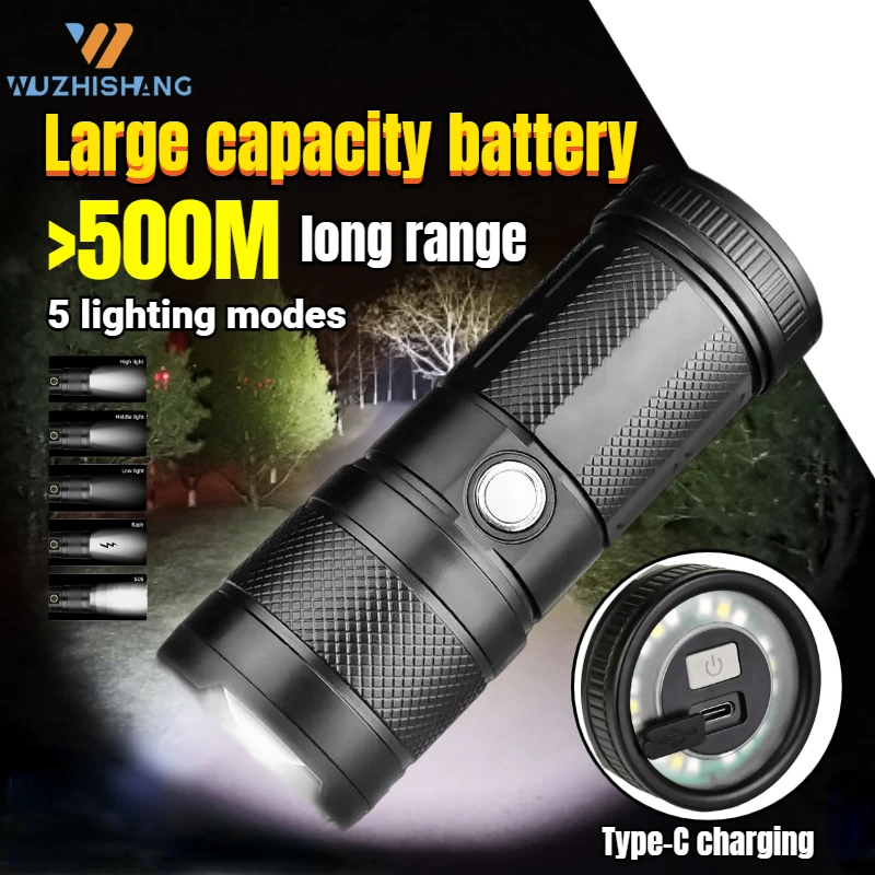 

FLSTAR FIRE Strong Light Flashlight Outdoor Camping Telescopic Zoom Plastic Lantern Multifunctional Long Range Waterproof Torch