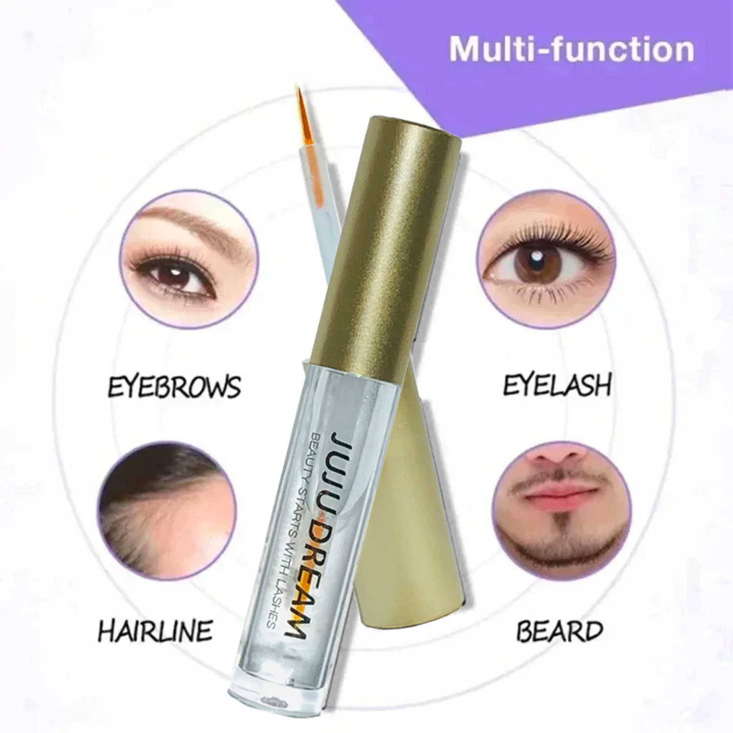 まつげ成長セラム – 急速な延長、DIY まつげと髪の使用、カールと太さ、ユニセックス、優しい、認定済み、肌に優しい