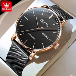 OLEVS Top Automatic Watch for Men Fashion Simple Dual Calendar Mechanical Wristwatch Luxury Brand Original Waterproof Man Watch