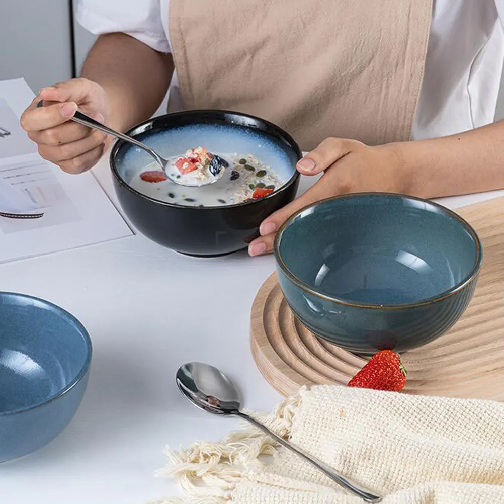 

Japanese Style Bowl Ceramic Material Exquisite Details Excellent Tableware Safe Use Easy Clean Suitable Ramen Noodle Soup