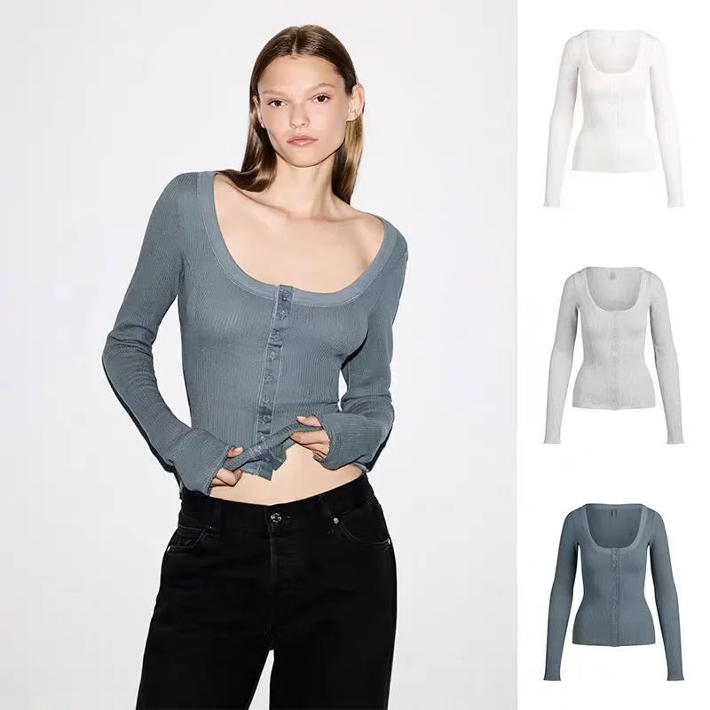 

Modal Casual Versatile Elastic Skin-friendly Slimming Sexy Square Collar Highlighting Clavicle Base irt for Trendy Women