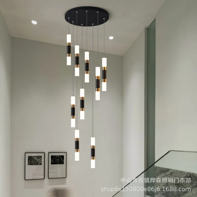 

Modern LED Pendant lights Barrel Duplex Villa Staircase Chandelier Kitchen Dining Living Room Lamp Minimalist Luster Chandeliers