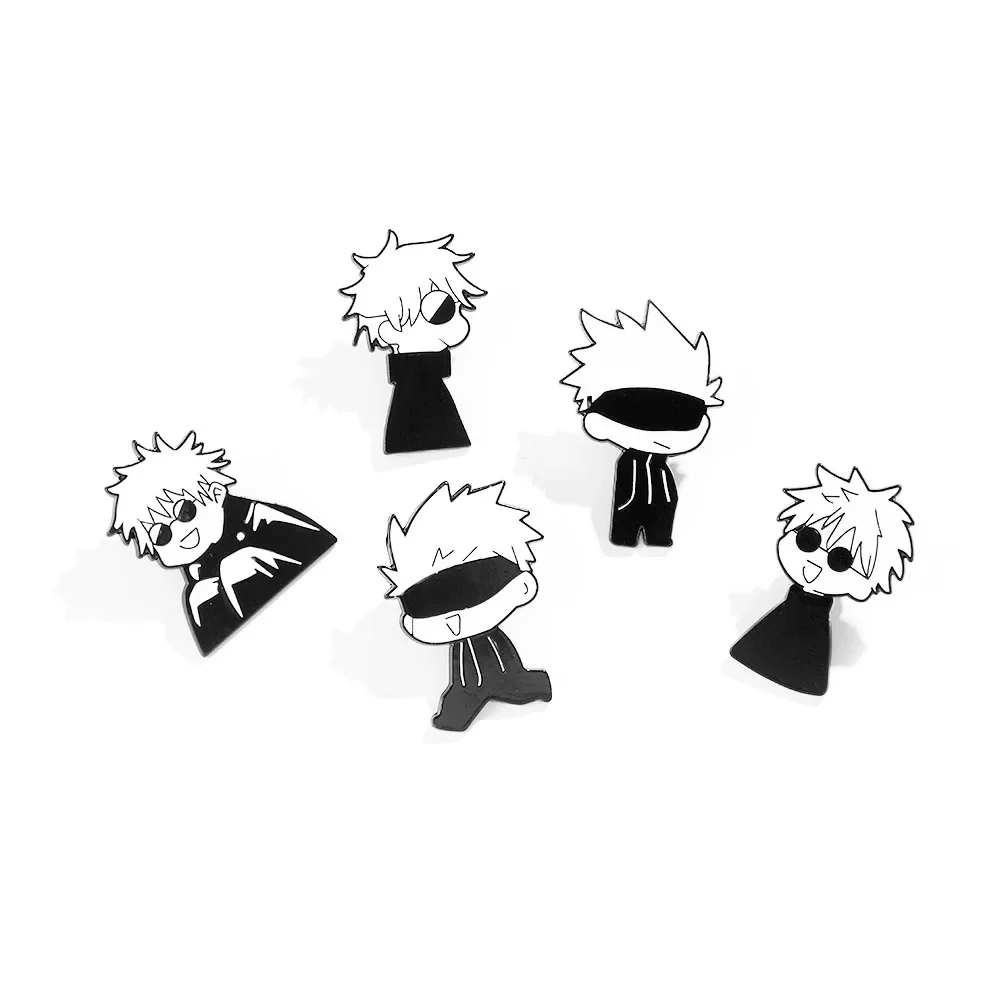 5pcs Jujutsu Kaisen AnimePeripheral Cartoon Originality Satoru Gojo Metal Badge Clothes Backpack Accessory Brooch Festivals Gift