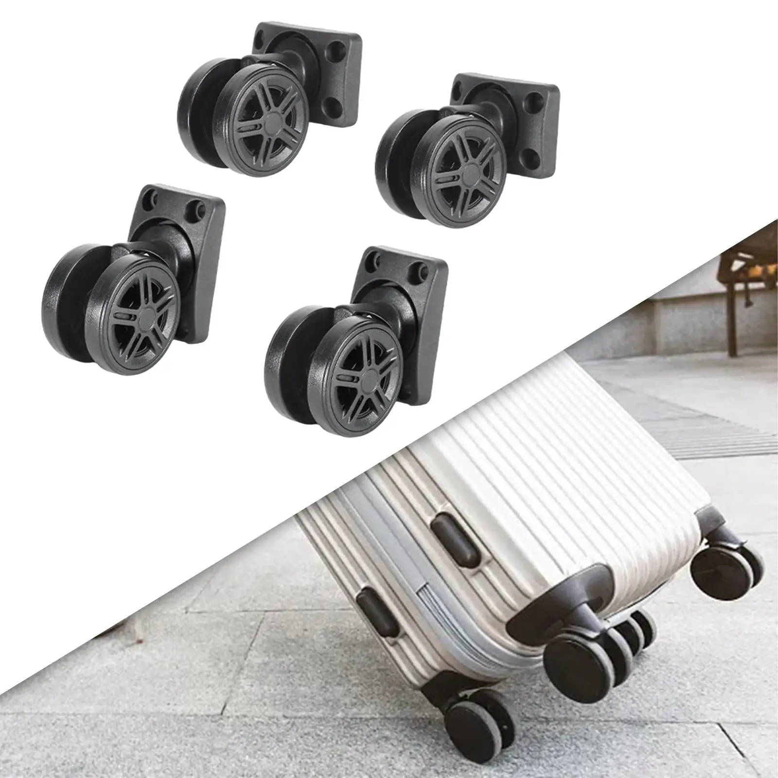 4x Luggage Wheels Replace Parts Wear Resistant Black 360 Degree Rotation Trolley Case Caster Trunk Wheels Bearing Caster Wheels