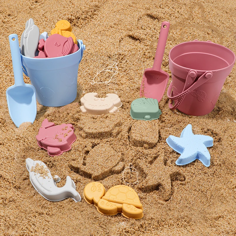 8-in-1 Food-Grade Silicone Kids Sand & Bath & Beach Toys Set | Beach Play Kit for Toddlers | Summer Outdoor Playing Tools