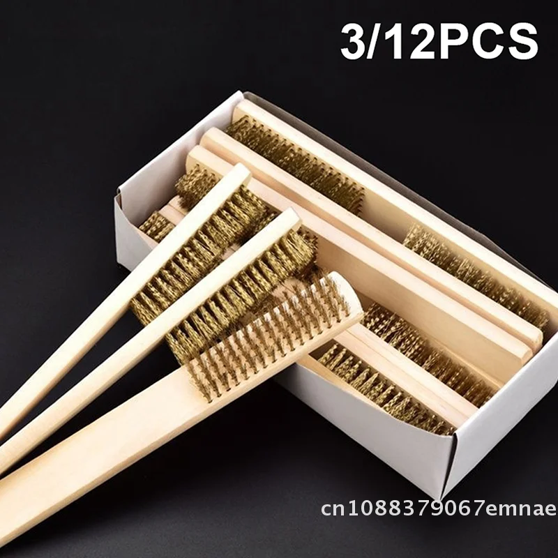 

[ZY]3/12pc Heavy-Duty Copper Wire Brush Set-Effective Brush With Sturdy Handle For Paint Scrubbing Removing Unfinished Metal Etc