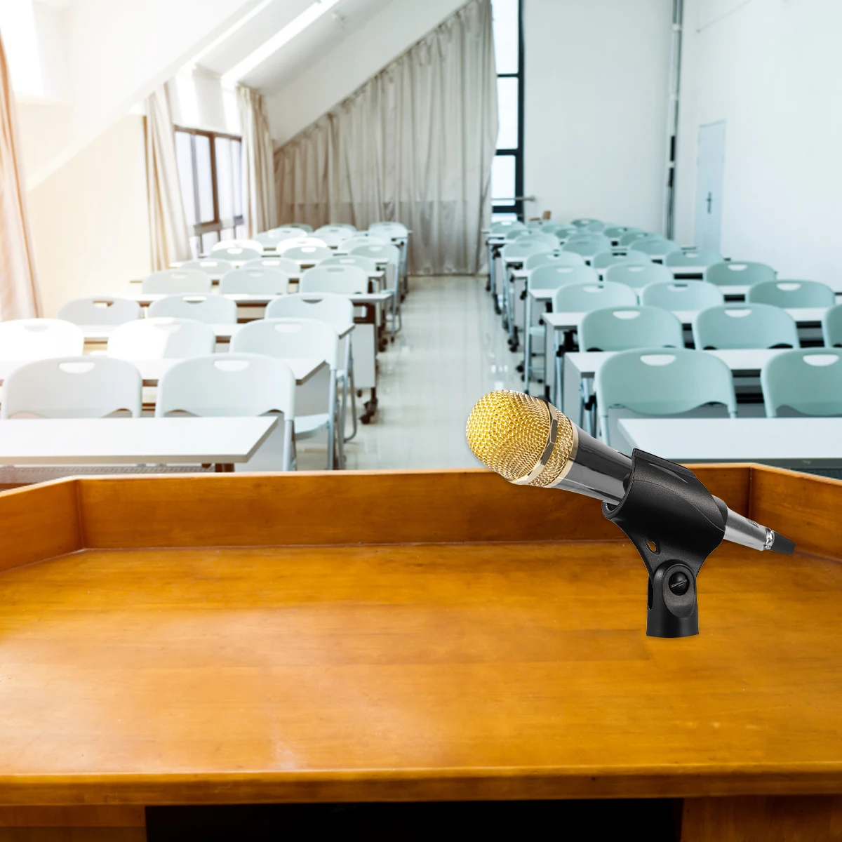 

5pcs Microphone Holder Clips Plastic Mic Mount With Copper Adapters - For Stage Indoor Outdoor Performance