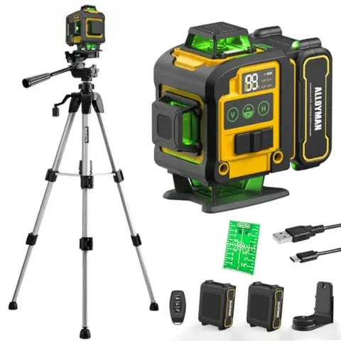 4x360 Self Leveling Laser Level with Tripod Green Line Laser Tool for Picture Hanging Tile Installation Home Renovation Indoor