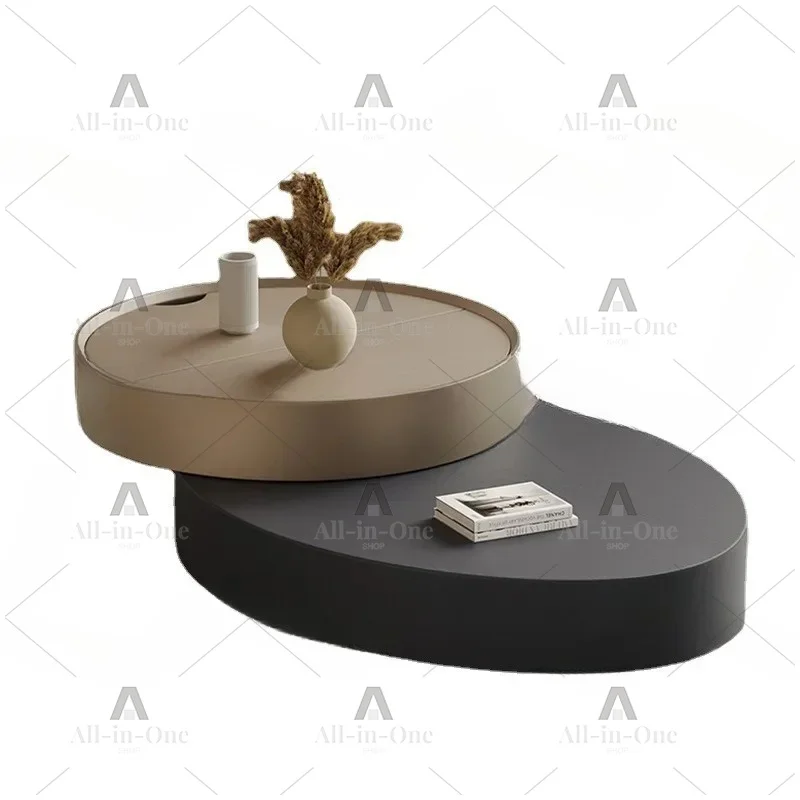 Italian Light Luxury Round Rotatable Coffee Table