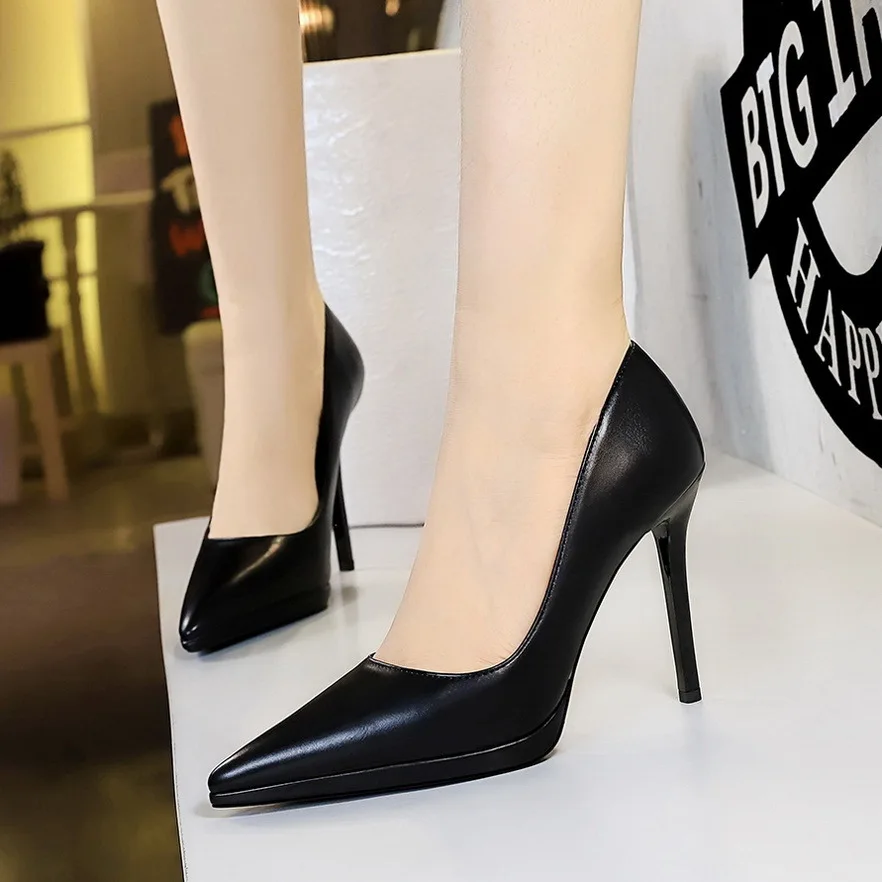 Women Pumps New Fashionable Banquet Shoes With Thin Ultra He Waterproof Platform Shallow Mouth Pointed Single Shoes Women's High