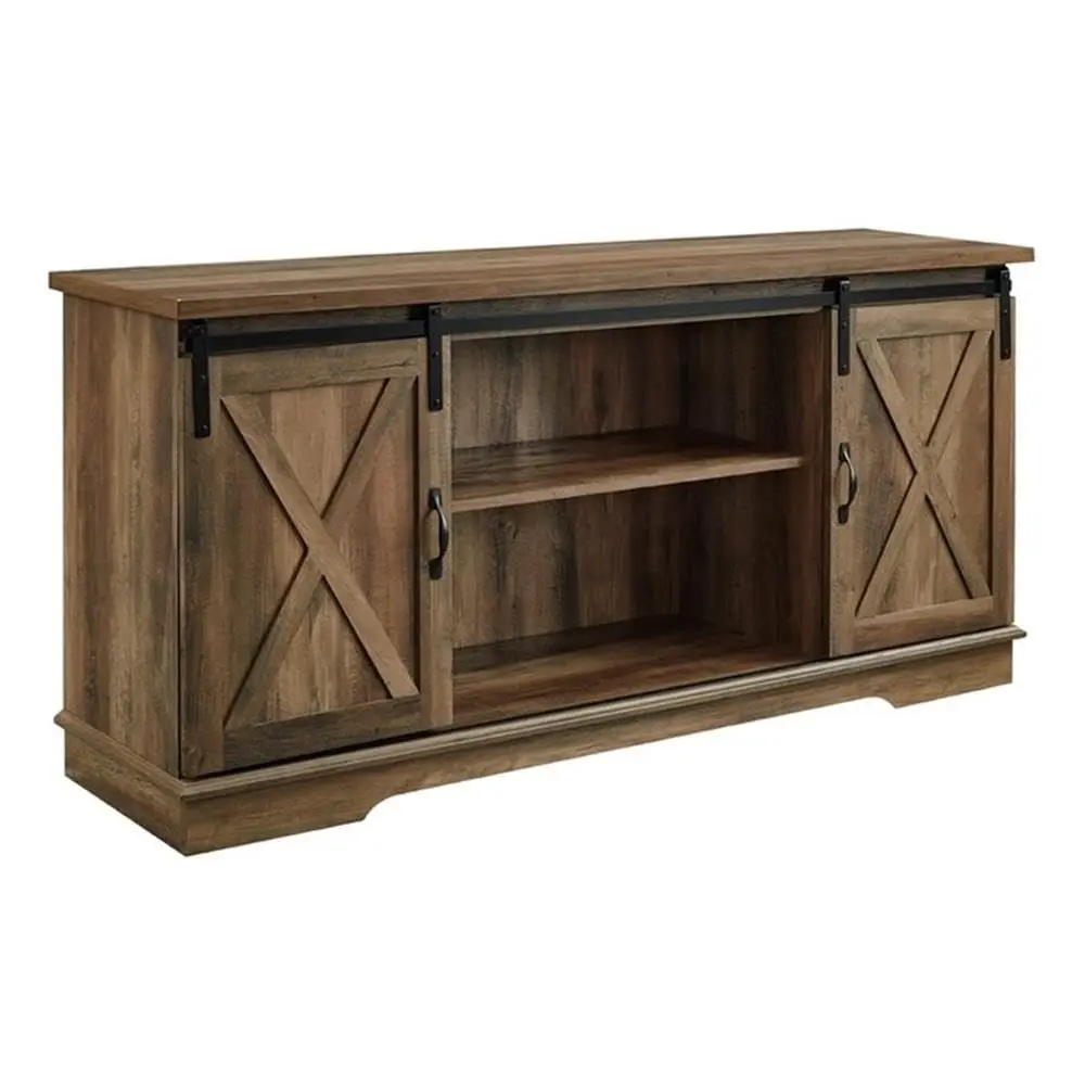 

Richmond Modern Farmhouse Sliding Barn Door TV Stand for TVs up to 65 Inches, 58 Inch, Reclaimed Barnwood, Customized