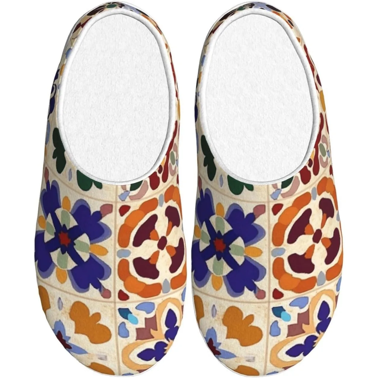 

Mexican Ceramic Tile Boho Women’s Cozy Slippers Soft Cotton Indoor & Outdoor House Slippers With Anti-Slip Sole