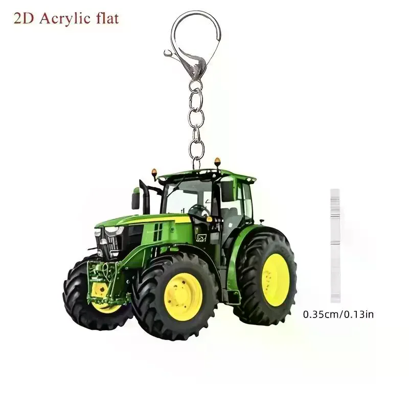 1PCS Tractor Keychain 2D Flat Design Massey Ferguson Tractors Backpack Pendant Car Key Chains Handmade Cabochon Keychain