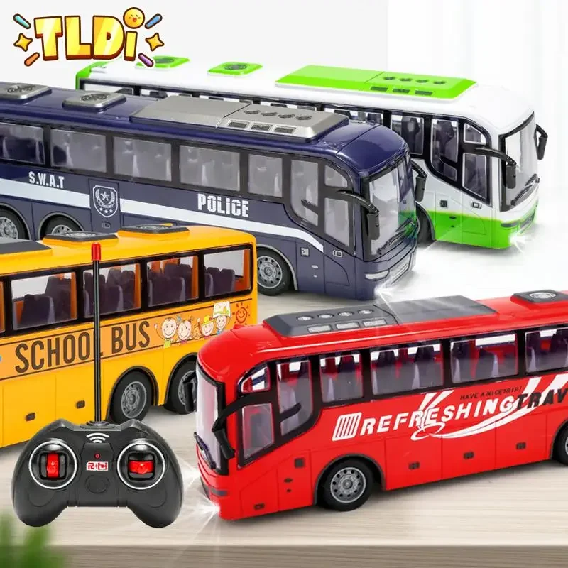 1:30 carro rc crianças 4ch ônibus de controle remoto com luz led sem fio moel brinquedos veículo controlado modelo de plástico simulado