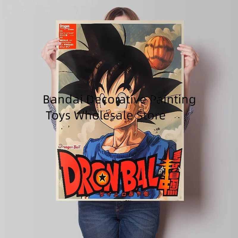 Vintage Canvas Dragon Ball Decorative Painting Sun Wukong Super Saiyan Japanese Anime Hanging Picture Living Room Bedside Mural