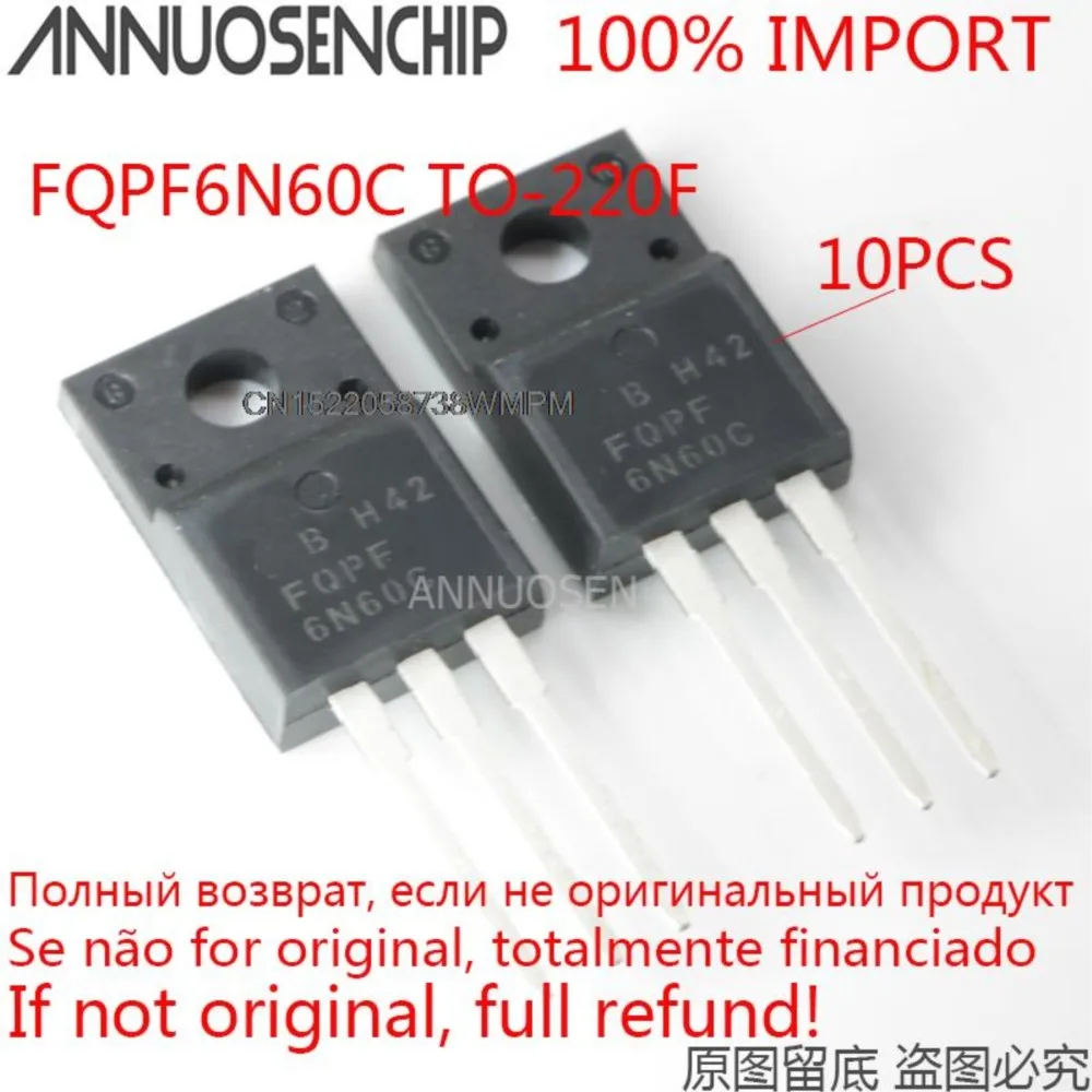 10PCS New and Original  6N60 FQPF6N60 TO-220F 6A 600V best quality and  FQPF6N60C
