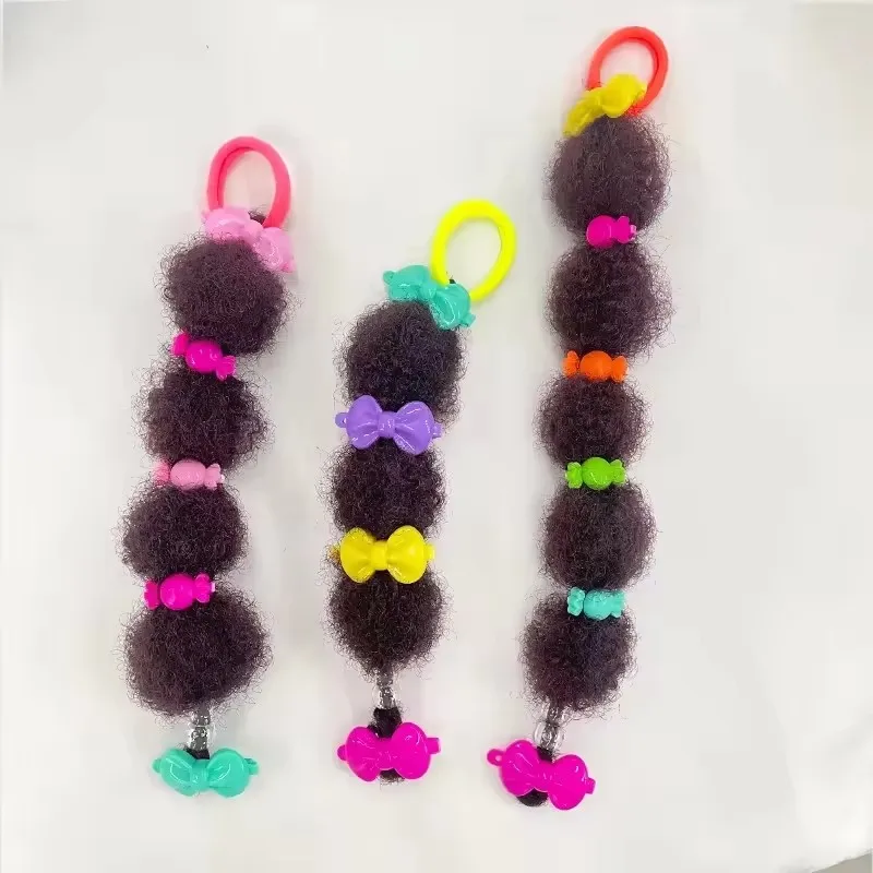 10packs Nature synthetic hair 8 10 12Inch Kids ponytail hair extension with elastic tie clip claw small marley bubble for  girls