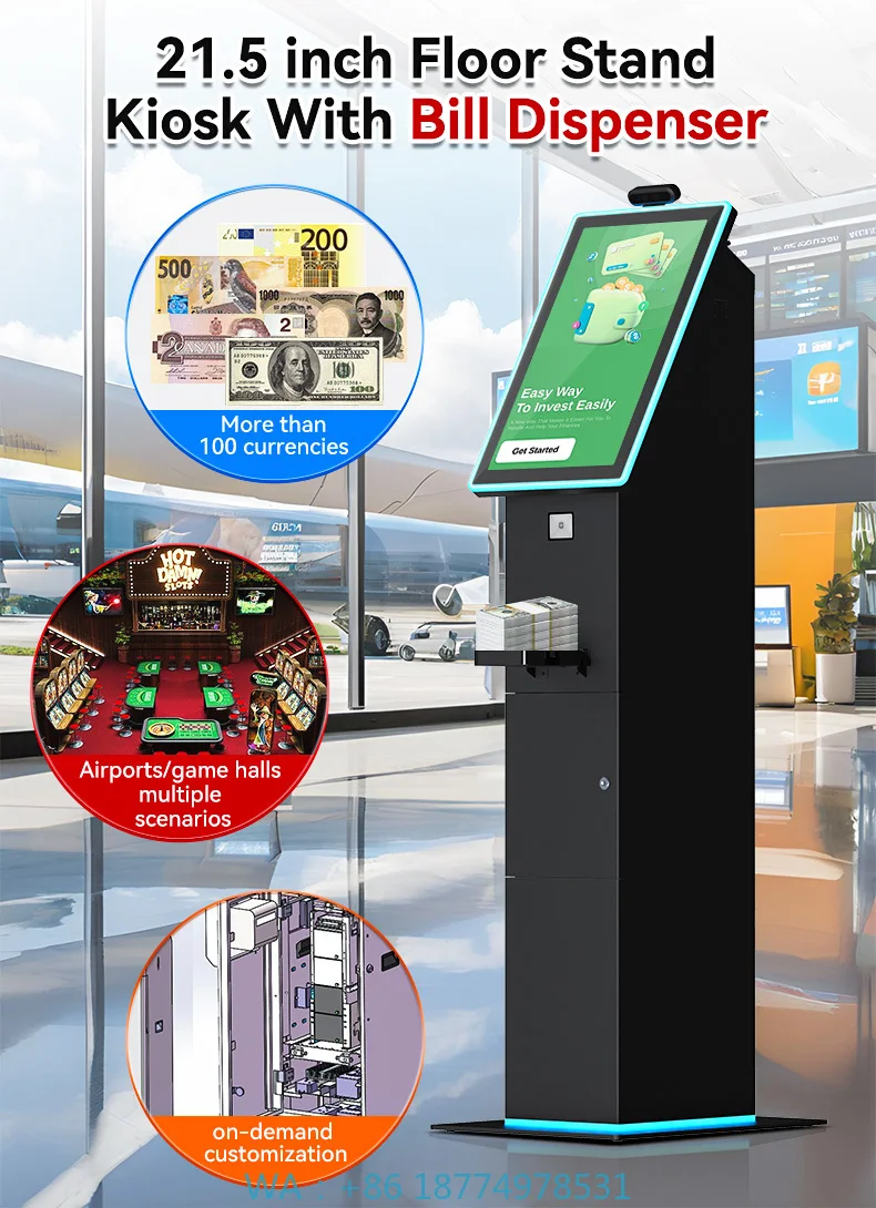 With Voucher Printer Ticket Machines with Cash Recycler Self Service Parking Machine Centralised Kiosk Payment Kiosk