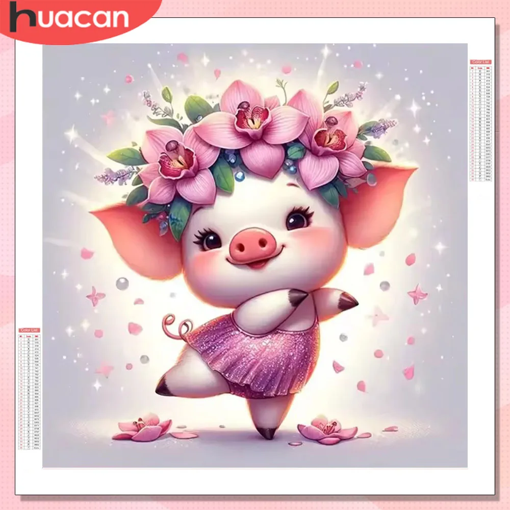 HUACAN Diamant Mosaik Schwein Tier Kreuzstich Neuheiten Komplette Kits Diamant Malerei Bilder von Strasssteinen