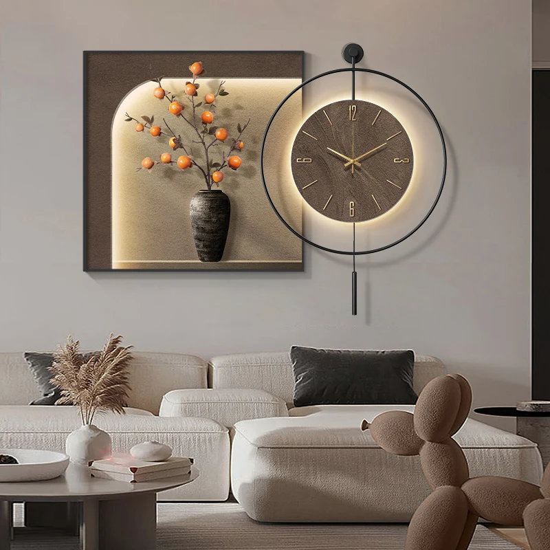 Modern LED Mural Light For Corridor Living Room Kitchen Table Background Hanging Painting With A Clock Wall Lamp Home Decoration