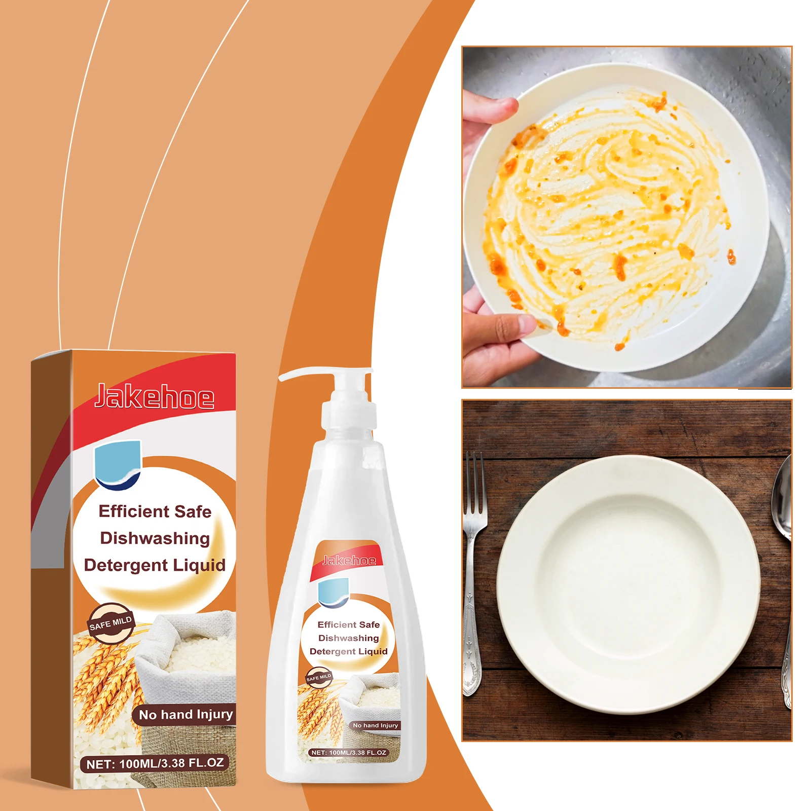 100/200/300ml Tableware High Efficiency Washing Liquid, Grease & Stain Remover, Tableware Gentle & Fresh Scent, Eco-Friendly