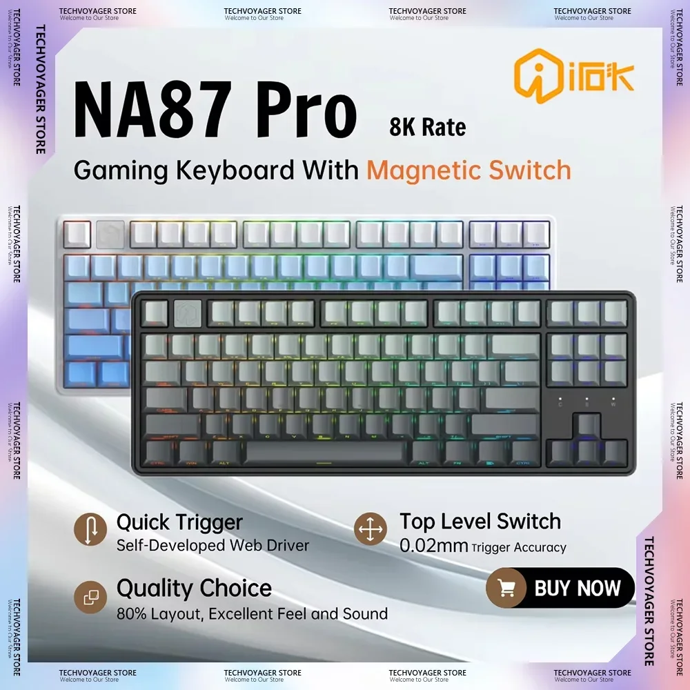 Irok NA87 Pro Magnetic Switch Mechanical Keyboards RGB  RT0.04mm 8000hz Hot-swap Customized Wired Gaming Keyboard Game Gifts