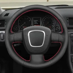 Black DIY Car Steering Wheel Braid Cover For Audi A3 8P Sportback A4 B7 Avant A6 C6 S4 Steering Wheel Covers Car Accessories