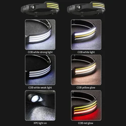 New Wave Sensing COB Headlight Outdoor Cycling Light USB Charging Night Running Light LED Strong Headlight