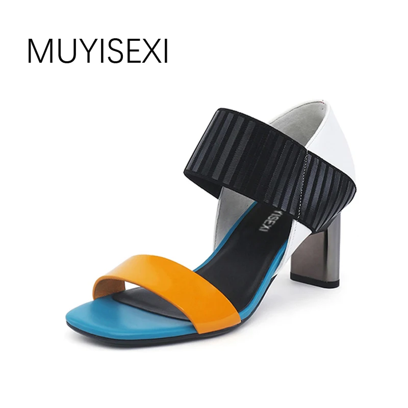 Women Sandals Mixed Color Women Gladiator Sandals High Heels Summer High Heel Sandals HL081 MUYISEXI