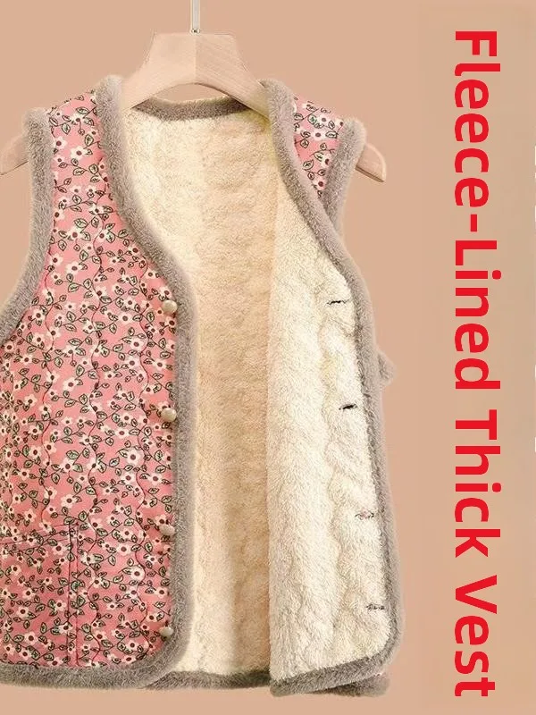 

Women's Fce Lined Oversized Vest Ethnic Sle Svel Outerwear Warm Jaet V Ne Poly Fiber Thiened Autumn Outerwear