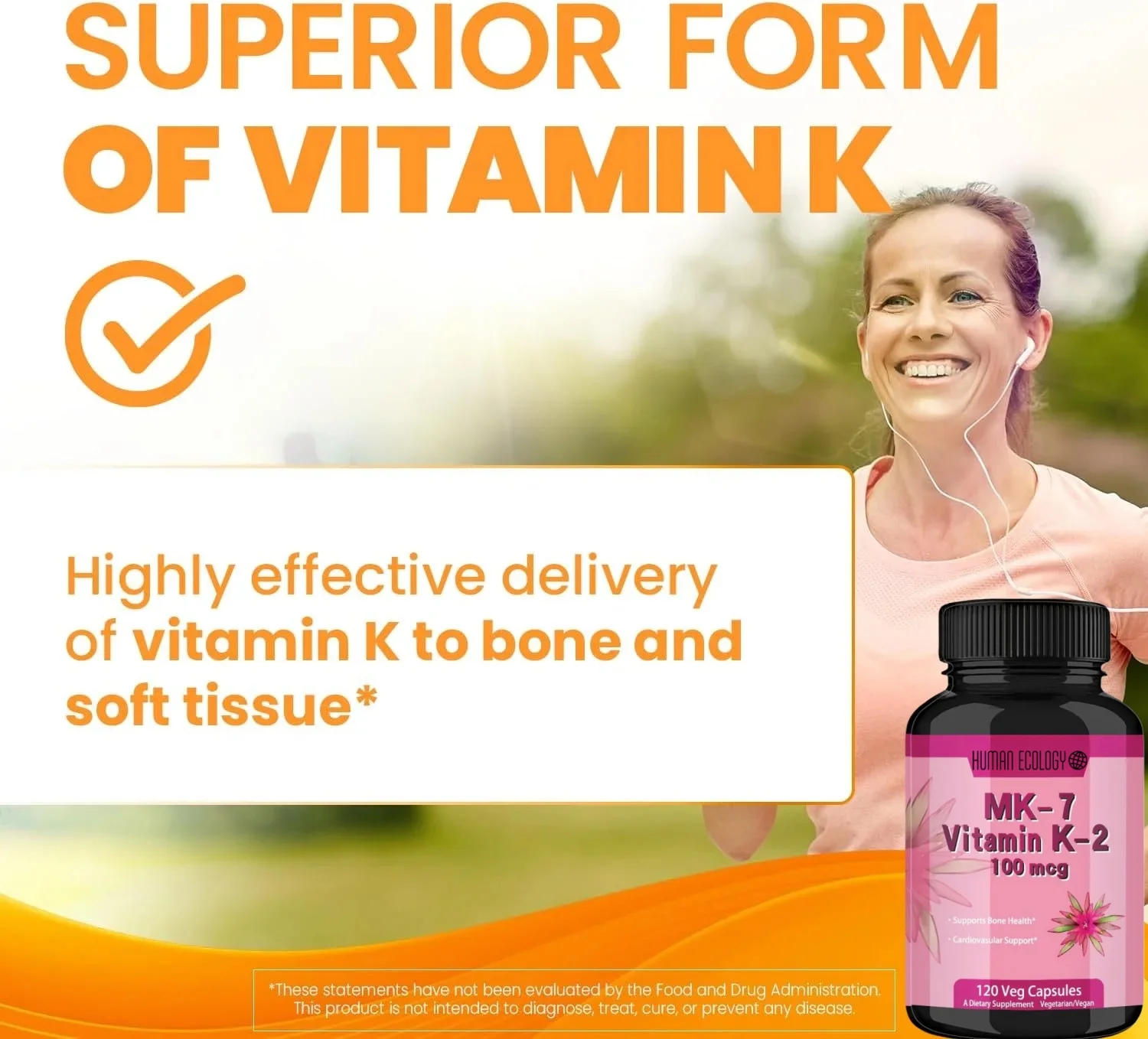 Emberi Ökológia Természetes Vitamin K2 MK-7 vel menaq2100mcg Vitamin K2 Pótlás supports Csont Közegészségügyi