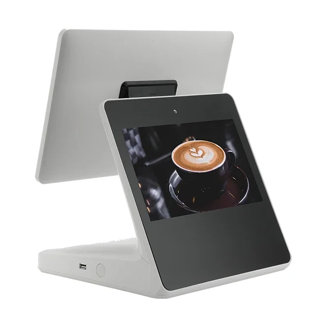 for New POS 15.6 inch full HD Capacitive touch screen pos system machine of wide resolution with 11.6 inch shinning 2nd display