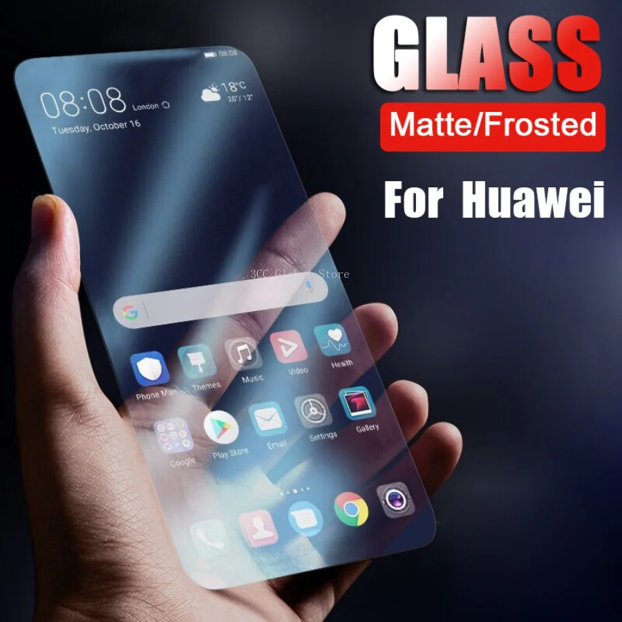 2PCS Matte Tempered Glass Screen for Huawei P20 Pro P30 Lite Nova 3i 5T 7i 8i Y7 Y9 Prime 2019 Y7A Y6P Y7P