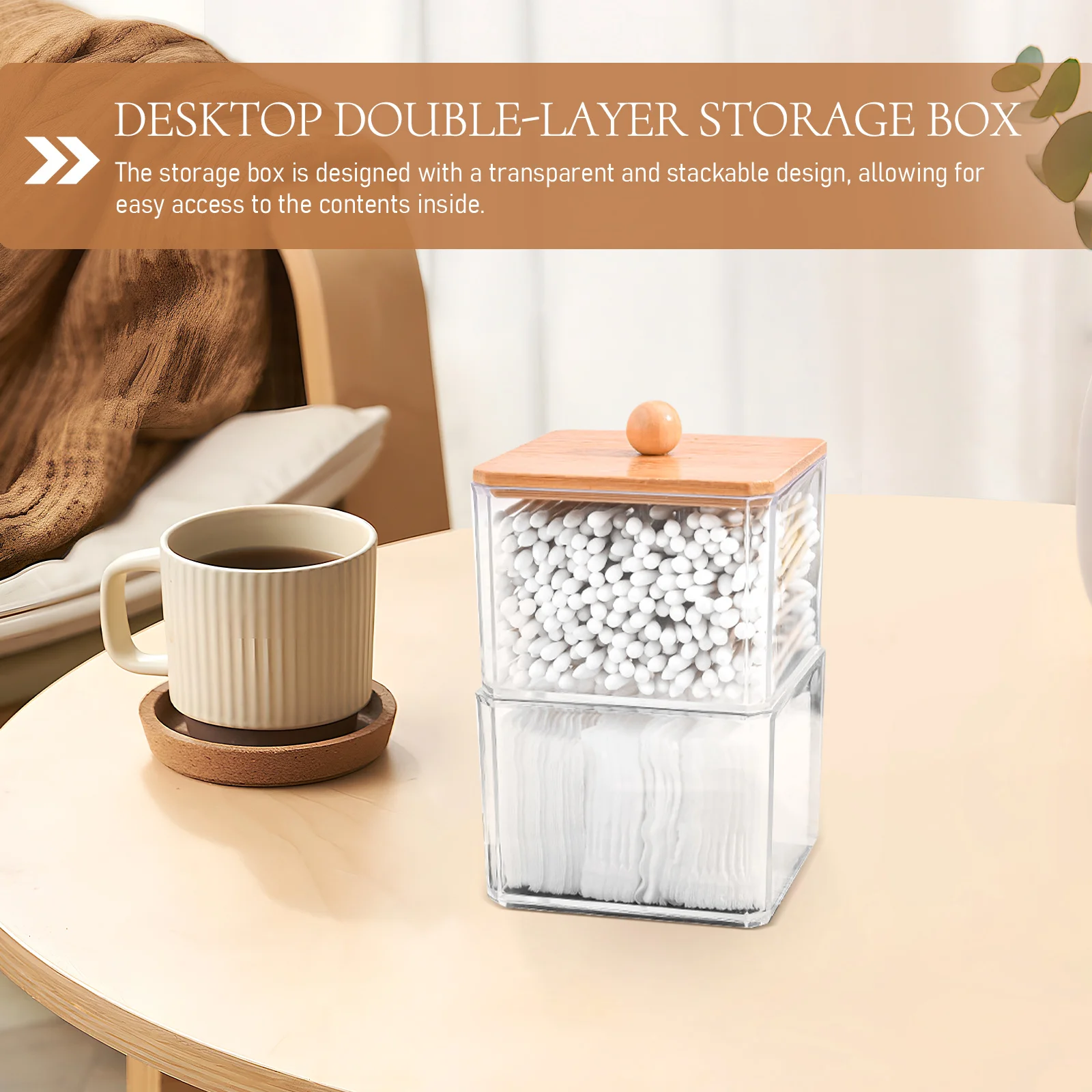 

Cotton Storage Box Transparent Double Layer Dust Proof ganizer Pads Jars Swab Holder Small Bathroom ganization