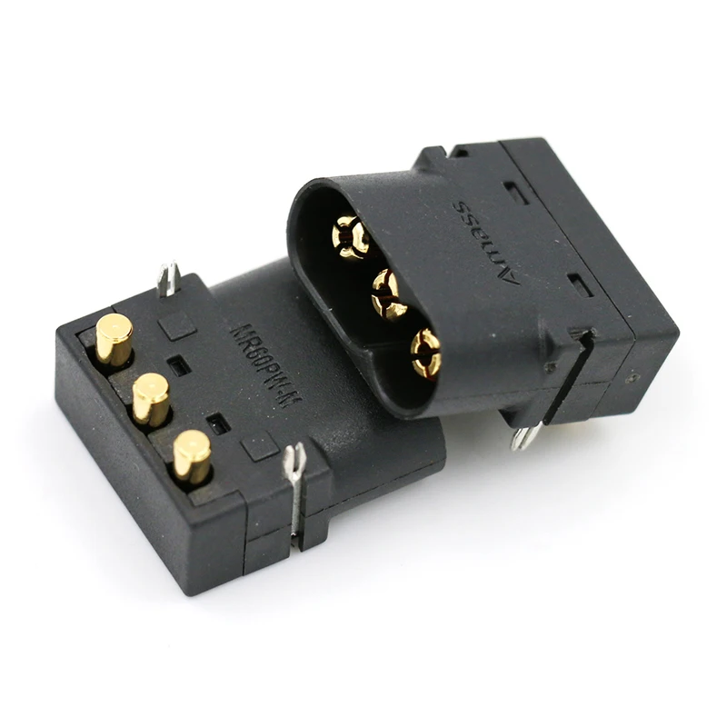 10PCS MR60PW-M Male Plug Three Core Horizontal Type Connector DC 500V 30A Gold-plated Connection Parts for RC Airplane Battery