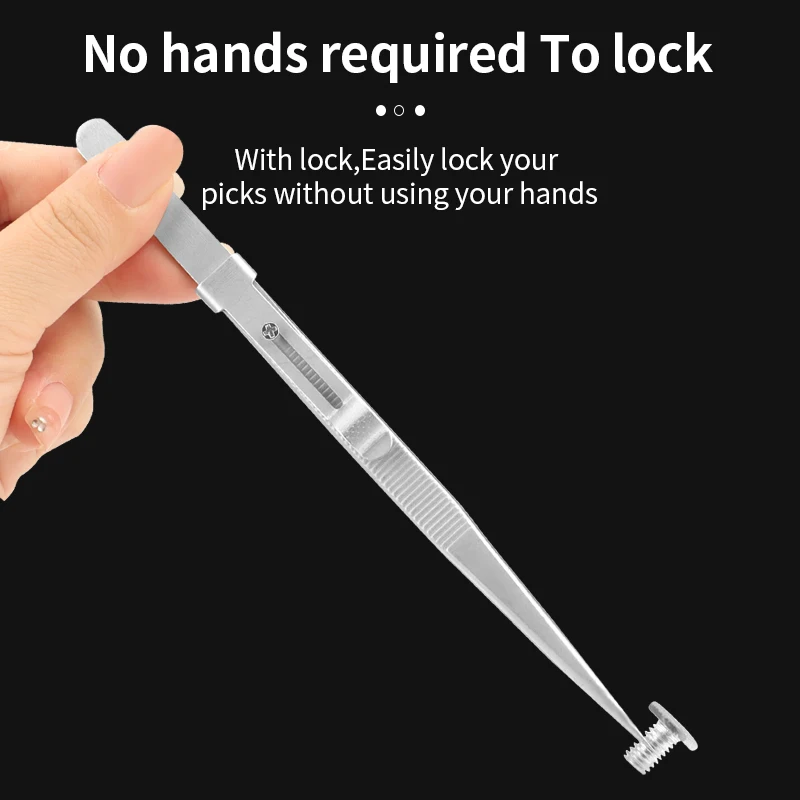 LUXIANZI Precision Stainless Steel Tweezers Jewelry Diamond Craft Making Electronic Repair Tools Adjustable Slide Lock Forceps