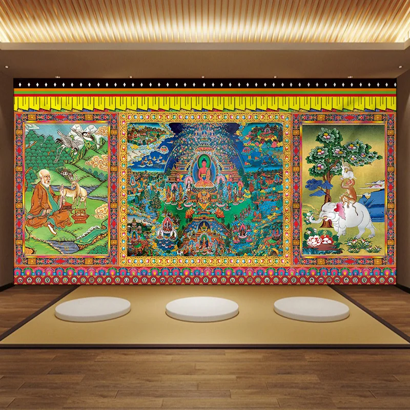 

Tibetan Longevity Diagram Living Room Background Wall Hanging Cloth Room Decor Aesthetic 3d Wall Art Home Office Study Posters
