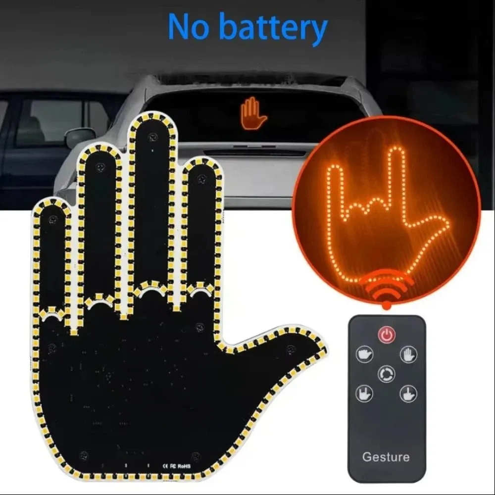 Remote Control Gesture Lights Five Finger Shaped Sticker Design Hand Lamp Funny Finger Luminous Feature Luminous Panel