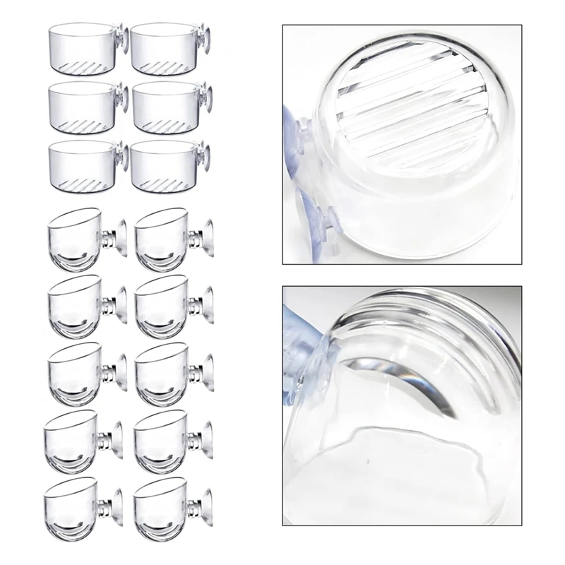 16 個水生植物カップキット透明アクリル水生植物ポットキット吸引付き、水族館の装飾 2 形状