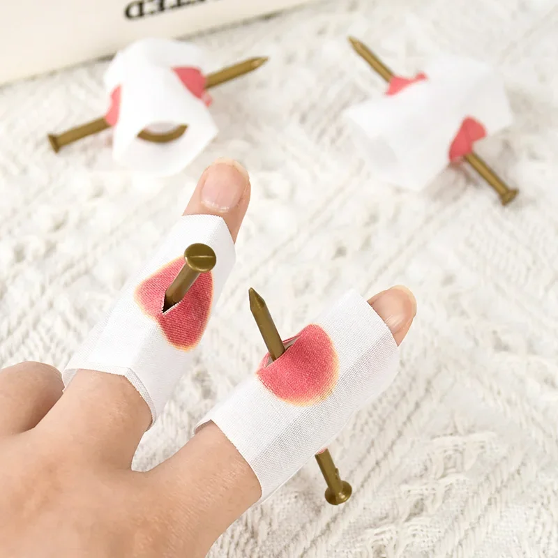 Lifelike Special Finger Piercing Nail Blood Prank Toy Fake Nail Through Finger Trick Toy Magic Prop Party Scary Bloody Magic