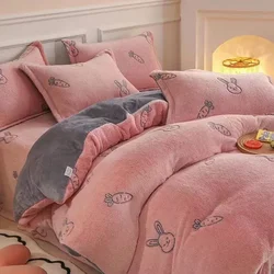 Winter Duvet Cover Thick Fleece Warm Flannel Coral Double Sided Velvet Bedding Single Double Queen King Size Quilt Cover
