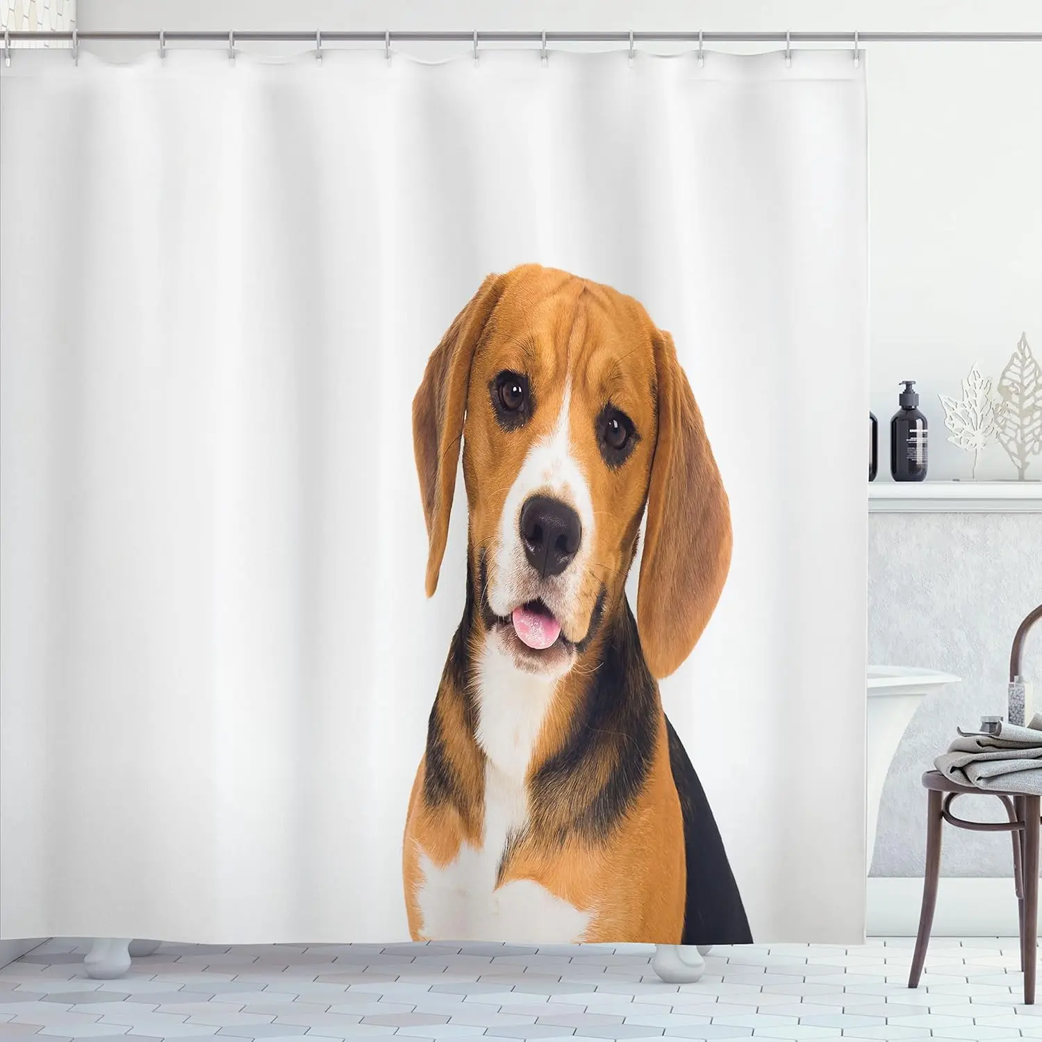 

Beagle Dog Shower Curtain Cute Pet Art Design Bathroom Decor Animal Print Bath Curtain Dog Lover Gift Idea Modern Home Decor