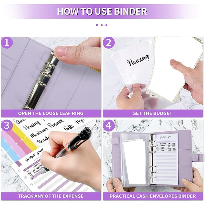 Cash Envelopes For Budgeting, Budget Binder,30Pcs Ring Binder Set With Zipper Envelopes,For Saving Envelopes Organizer