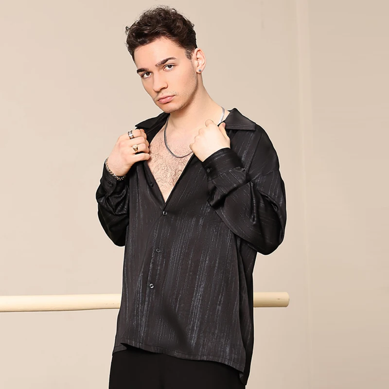 

Fashion Ballroom Dance Tops Men'S Modern Dancing Top Male Long Sleeves Latin Dance Shirt Samba Dance Practice Suits DW10830