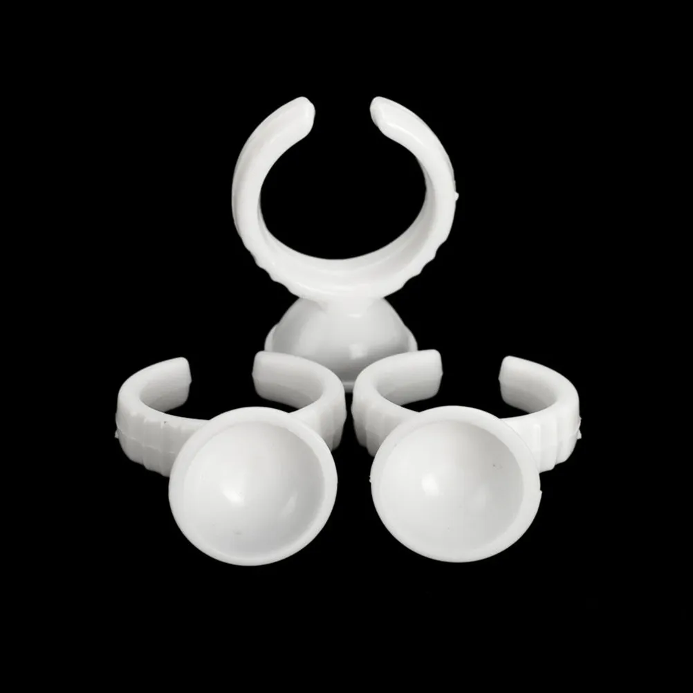 100Pcs Eyelash Cup Tattoo Ring Holder Disposable Clear Ink Caps for Semi Pigment Storage Eyebrow Microblading